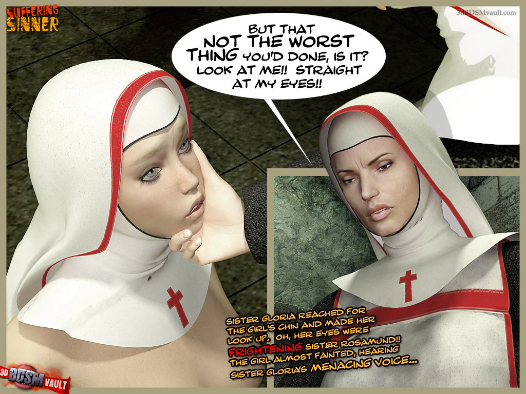 3d Bondage Captions Porn - Suffering Sinner. Hogtied tranny chick was roughly penetrated without mercy  by horny monastery sisters