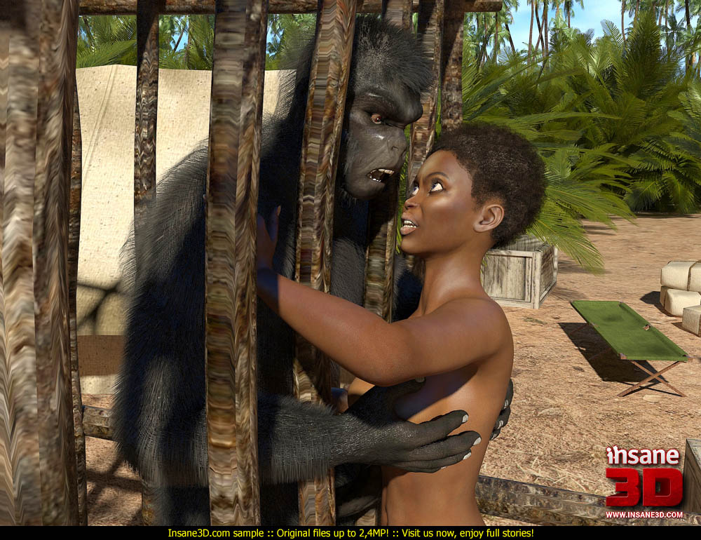 1000px x 770px - Monster Porn Cartoons: Black jungle explorer pounded by a big strong monkey  man