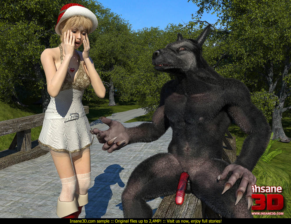 Monster Porn Cartoons: Big black bad wolf bones Red Cap with his throbbing  member